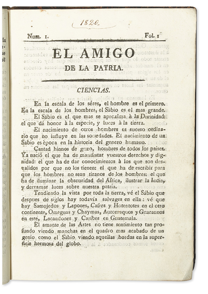 (GUATEMALA--1820.) El amigo de la patria.